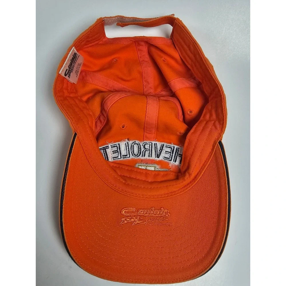 Chevrolet Hat Orange Embroidered Gold Bowtie Logo Adjustable Baseball Cap Mens